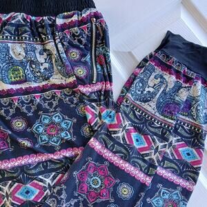 Bae City Elephant Print Harem Pants 3X joggers lounging PJ pajama pants pockets